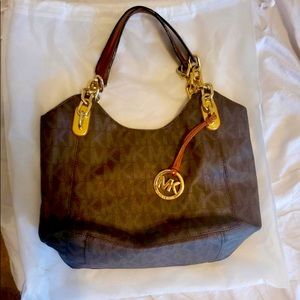 Michael Kors Lilly Brown Signature Monogram Tote